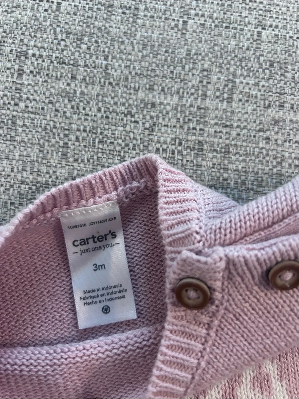 Carter’s Dusty Pink Knit Baby Cotton Sweater & Pants Set NWT. Size 3M